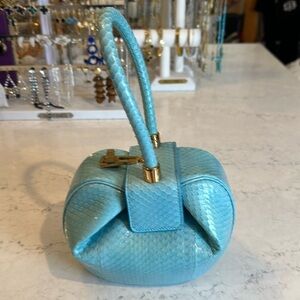 Rare Authentic Gabriela Hearst turquoise snake skin Nina mini Bag